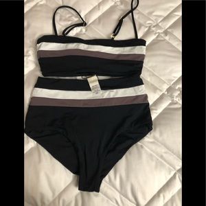 Black and white high waisted bikini